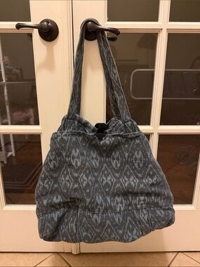 Boho Ikat Denim Tote/backpack Bag - Blue